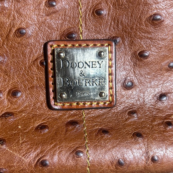 Dooney & Bourke Ostrich-Embossed Brown Shoulder Bag - Picture 2 of 5